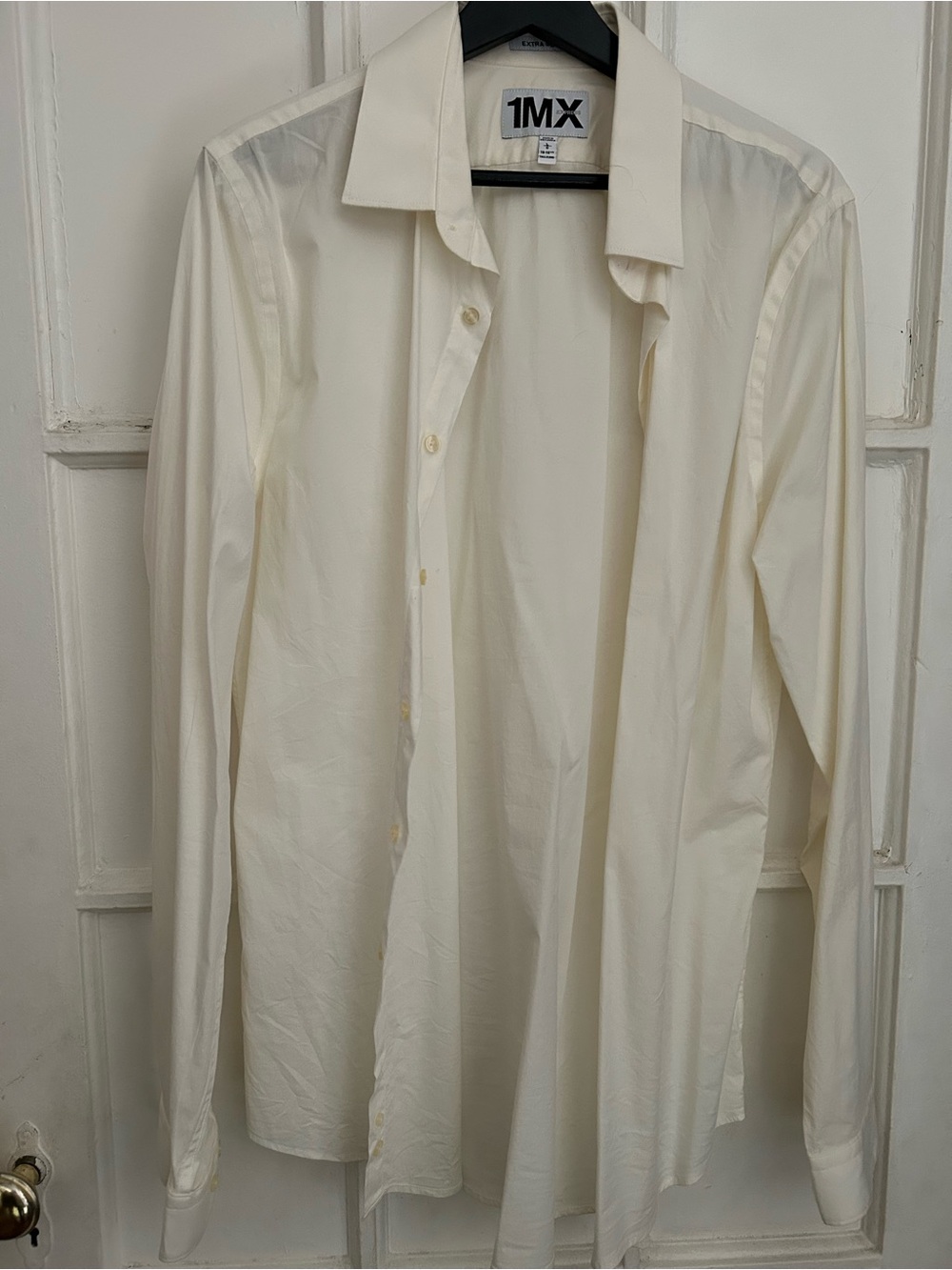Express Men's Off-White Long Sleeve Dress Shirt